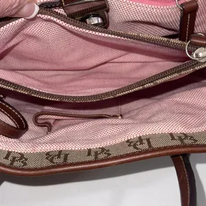 Vintage Dooney & Bourke Y2K Old Money Classic Leather Canvas Satchel Bag‎ Purse thumbnail 14