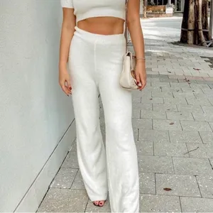 Amanda Uprichard Charlett Cozy Pant Ivory Off White Furry Fuzzy Pants Medium thumbnail 2