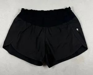 Lululemon Tracker Short V Black Athletic Running Shorts Size 6 Smocked‎ Waist thumbnail 1