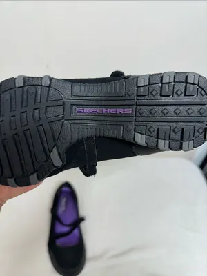 Skechers Black Mary Jane Flats with Purple Insole thumbnail 3