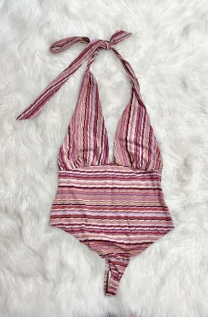 Free People retro babe striped halter bodysuit thumbnail 2