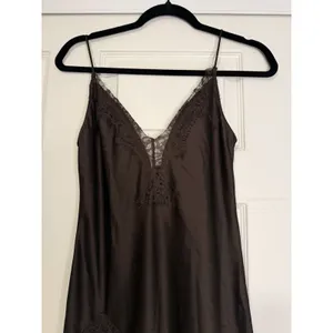 Zara Collection Y2K Lace Tank Dress‎ Satin Brown Fairy Festival Asymmetrical thumbnail 3