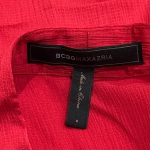 Y2K BCBGMaxAzria Cherry Red Babydoll Sweetheart Tieback Blouse Eyelet Size‎ S thumbnail 7