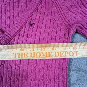 Y2K American Eagle V Neck Fitted Cable Knit Pink Sweater Bella Womens Medium thumbnail 6