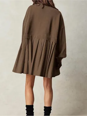 Women Oversized Sweatshirt Dress Patchwork Crewneck Long Sleeve Pullover Size M thumbnail 6