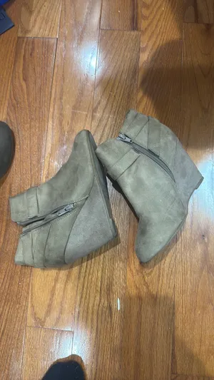 Olive Green Ankle Booties with Buckle Detail thumbnail 2