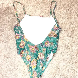 Cotton On Floral One Piece Swimsuit - Green and Pink thumbnail 2