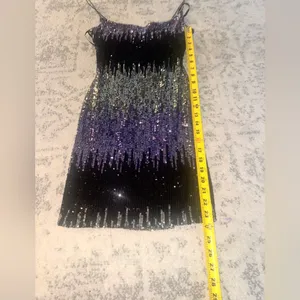 B Darlin Ombre Purple Black Sequin Mini Dress Size 1/2 Bodycon Sparkly Glam thumbnail 5