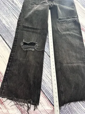 Zara Black Wide-Leg Distressed Jeans thumbnail 6