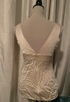 J.Crew Ivory Silk Deep V Cami thumbnail 3