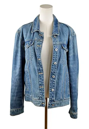 Pilcro & The Letterpress Anthropologie Button Up Denim Jean Jacket LARGE thumbnail 1