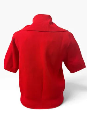 Zara Red Zip Up Short Sleeve Cardigan Size Small thumbnail 4