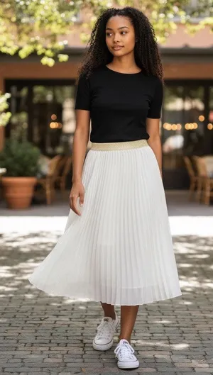 NWOT Candies white pleated sheer skirt with gold glitter elastic waist sz XS thumbnail 1