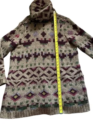 J.Jill Lenox hooded cardigan sweater geometric fair isle relaxed front pockets thumbnail 7