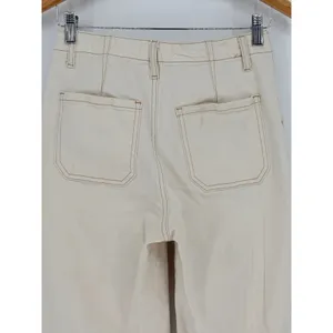 Tribal Jeans‎ Brooke High Rise Wide Leg Crop Pants Button Fly Size 2 Cream Ecru thumbnail 10