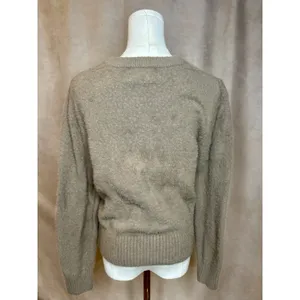 Old Navy Fuzzy Taupe Sweater Womens Large Soft Crew Neck Cozy Knit thumbnail 2