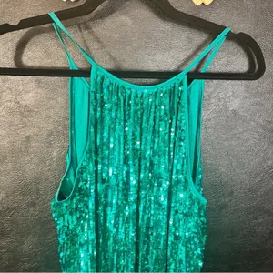 Bebe Teal‎ Sequin Mini Dress Size Medium thumbnail 5