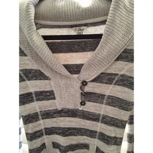 Women's Guess Striped Cowl Neck Sweater with Kangaroo Pocket Size M Gray, Black thumbnail 9