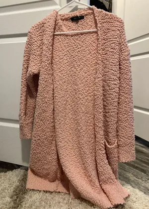 Popcorn Knit Cardigan Pink thumbnail 1