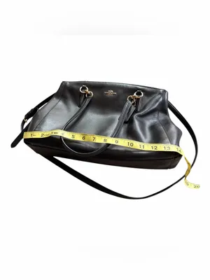 Authentic Coach Black Pebbled Leather Top-Handle Shoulder Bag with Gold Hardware thumbnail 7