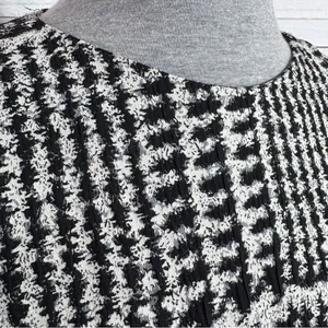 Zara Houndstooth Check Bell Cuff Shift Mini Dress Black Cream Medium‎ thumbnail 8