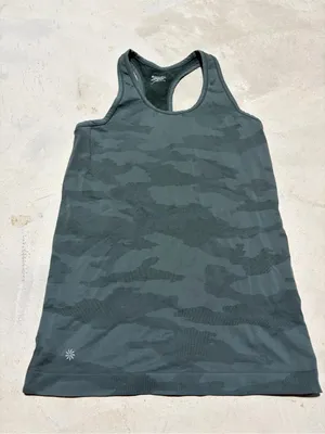 Athleta Racerback Tank Top Dark Green Camo small thumbnail 1