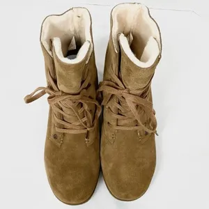 NWOB Bearpaw Krista Tan Suede Sheepskin Heeled Ankle Boots thumbnail 7