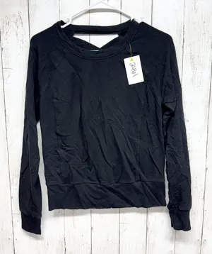 Zella Top Women XS Black Scoop Neck Criss Cross Back Long Sleeve‎ Shirt Athletic thumbnail 1