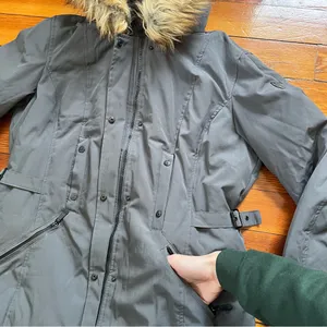 Gray Parka with Faux Fur Hood thumbnail 6