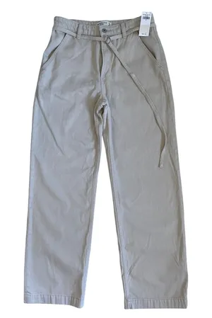 Abercrombie & Fitch The Loose High Rise Jeans Beige Khaki D-Ring Belt 28‎ 6R NWT thumbnail 1
