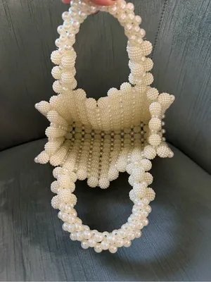 Pearl Beaded Mini Tote - Cream thumbnail 2