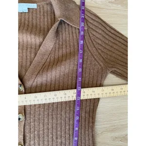Veronica Beard Medium Lazana Cashmere Cardigan Camel Fall Neutral collar work thumbnail 6