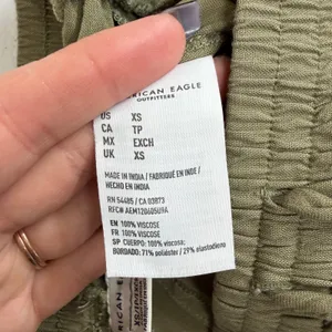 American Eagle green‎ high waisted ruffle hem pull on pocket shorts casual XS thumbnail 7