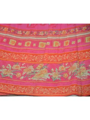 Vintage 90s Y2K Victoria Holley Floral Rayon Maxi Skirt Pink Boho Cottage Size M thumbnail 6