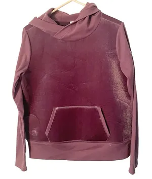 ALO YOGA Size XS Purple‎ Aloluxe Velour Hoodie Hooded Sweatshirt Pullover thumbnail 1