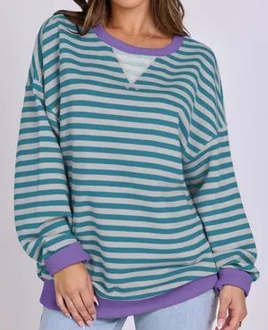 Amazon Women Striped Sweatshirt thumbnail 1