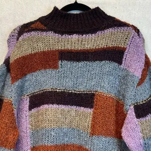 NWT a.n.a. Women’s Patchwork Sweater Large Colorblock Long Sleeve Boho Brown NEW thumbnail 12