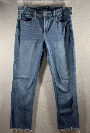 3210 | Banana Republic Girlfriend Raw Hem Straight Leg Jeans Blue Women 30 thumbnail 1