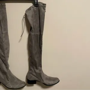 Over the Knee Suede Block Heel Boots in Gray- Size 9 thumbnail 3