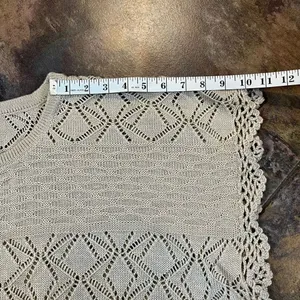 Lumiere Women’s Tan Knit Crochet Poncho Blouse One Size thumbnail 7