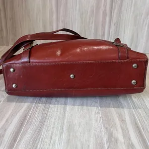 Texier Leather Satchel Shoulder Bag Work School Travel Vintage Redish Brown thumbnail 6