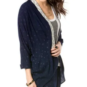NWT Miss Me Blue & White Bohemian Lace Back Cardigan (S) thumbnail 2