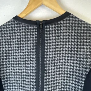 J. Crew Houndstooth Mini Shift Dress Wool Leather Women’s 10 wedding guest thumbnail 7
