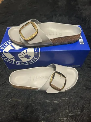 BIRKENSTOCK Madrid gray leather gold buckle sandals slippers shoes eur 39 new thumbnail 7