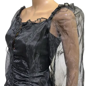 Lioness Black Corset Ruched Sheer Slv Feng Shui Lined Mini Dress Womens Medium thumbnail 8