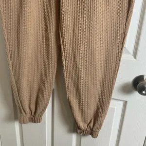 One Step Up Textured Tan Joggers | XL High-Waist Neutral Track Pants thumbnail 6