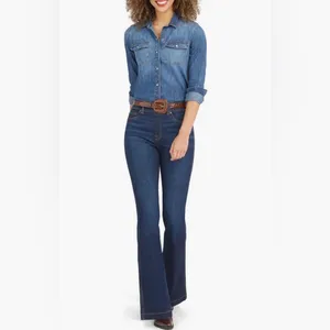 SPANX Pull-On Flare Jeans in Midnight Shade Medium Wash Size 3X Stretchy Denim thumbnail 3