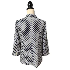 Cartonnier Anthropologie Navy White Geometric Southmark Blazer Sz M Lightweight thumbnail 6
