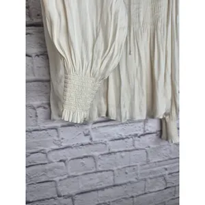 Aritzia Wilfred Milou Blouse Plisse Satin Pin-Tuck Cream Birch Size S Coquette thumbnail 8