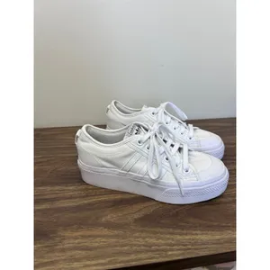 Adidas Nizza Platform White Canvas Low Top Sneakers Women US 7.5 thumbnail 3